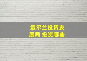 爱尔兰投资发展局 投资哪些